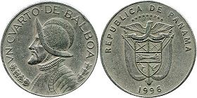 moneda Panama 25 centésimos 1996