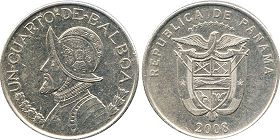 moneda Panama 25 centésimos 2008