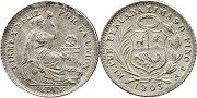 moneda Peru 1/2 dinero 1903