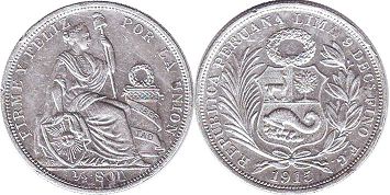 moneda Peru 1/2 sol 1915