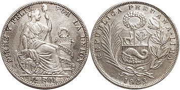 coin Peru 1/2 sol 1923