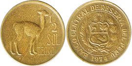 coin Peru 1/2 sol 1974