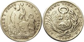 coin Peru 1/5 sol 1907
