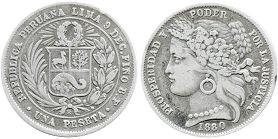 coin Peru 1 peseta 1880