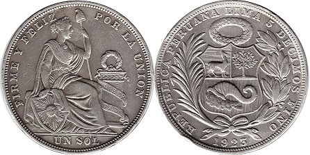 coin Peru 1 sol 1923