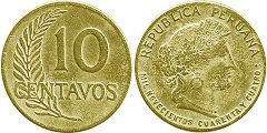 moneda Peru 10 centavos 1944