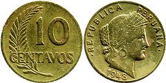 moneda Peru 10 centavos 1948