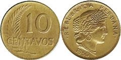 coin Peru 10 centavos 1950