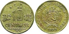 coin Peru 10 centimos 1993