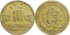 coin Peru 10 centimos 1996