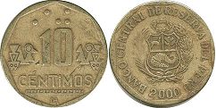 moneda Peru 10 centimos 2000