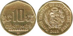 moneda Peru 10 centimos 2003