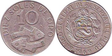 coin Peru 10 soles 1969