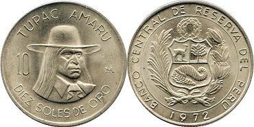 moneda Peru 10 soles 1972