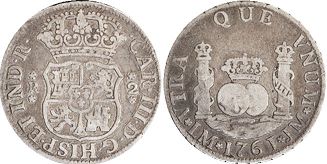 coin Peru 2 reales 1761