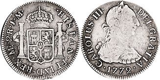 moneda Peru 2 reales 1772