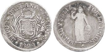coin Peru 2 reales 1828