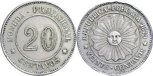 moneda Peru 20 centavos 1879