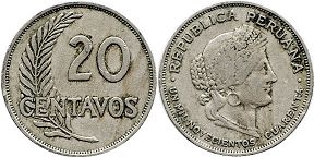moneda Peru 20 centavos 1940