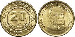 coin Peru 20 centimos 1987