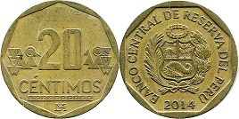 moneda Peru 20 céntimos 2014