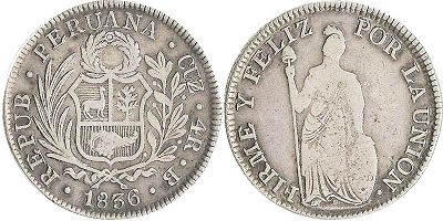 coin Peru 4 reales 1836
