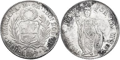 moneda Peru 4 reales 1854