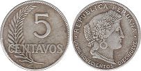 moneda Peru 5 centavos 1919
