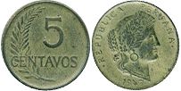 moneda Peru 5 centavos 1947