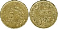 moneda Peru 5 centavos 1974