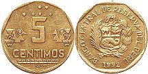 moneda Peru 5 centimos 1992