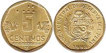 moneda Peru 5 centimos 1998