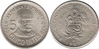 moneda Peru 5 intis 1987