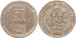 moneda Peru 50 céntimos 1991