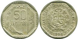 moneda Peru 50 céntimos 1998