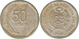 moneda Peru 50 céntimos 2000