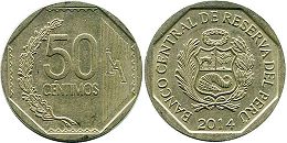 moneda Peru 50 céntimos 2014