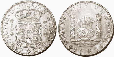 moneda Peru 8 reales 1765