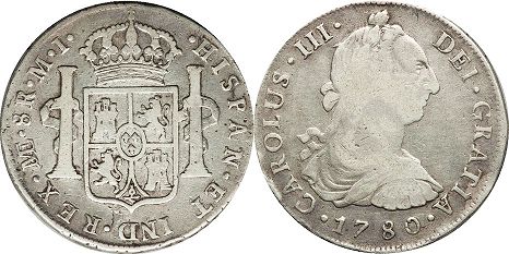 moneda Peru 8 reales 1780