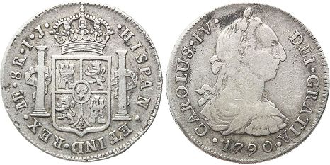 coin Peru 8 reales 1790