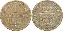 Prusia 1 Pfennig 1863