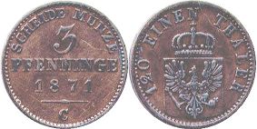 Prusia 3 Pfennig 1871