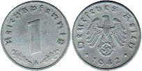 Moneda Nazi Alemania 1 ReichsPfennig 1942