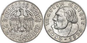 Moneda Nazi Alemania 2 Reichsmark 1933