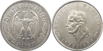 Moneda Nazi Alemania 5 Reichsmark 1933