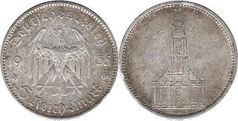 Moneda Nazi Alemania 5 Reichsmark 1935