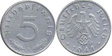 Moneda Nazi Alemania 5 ReichsPfennig 1941