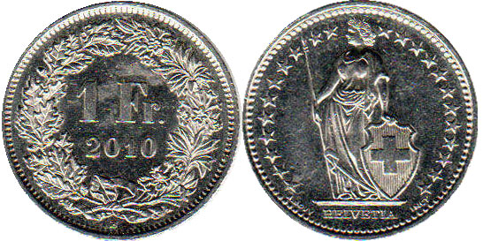 Moneda Suiza 1 frank 2010 
