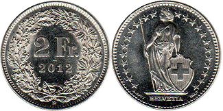 Moneda Suiza 2 franken 2012