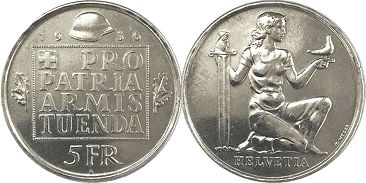 Moneda Suiza 5 franks 1936 Konföderation